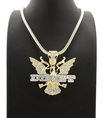 Stone Filled Dipset Pendant 4mm 30'' Brass Franco Chain Hip Hop Necklace RC3701