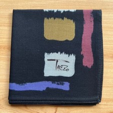 HANDKERCHIEF MEN'S JAPAN ART BLACK GEOMETRIC PLAIN POCKET SQUARE COTTON 17" D076