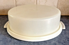 Vintage Tupperware 10" White Pie Cake Taker Tray 719, Sheer Lid 720, NO Handle