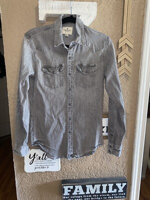 Women's American Eagle Gray Acid Wash Denim Shirt Size XS