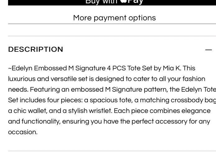 MKF Edelyn M Signature 4 PCS Tote Bag by Mia K Pink - Image 2 of 4