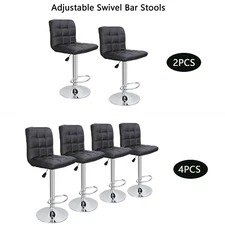 2/4 Pack Adjustable Bar Stools PU Leather Modern Dinning Chair with Back Indoor