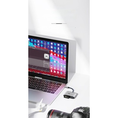 Aluminium USB3.0 Typ C für OTG Adapter für SD TF Kartenleser 60W PD Unterstüt