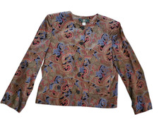 Vintage Orvis Jacket Womens Paisley Brown Black Red Blue USA Made Size 12