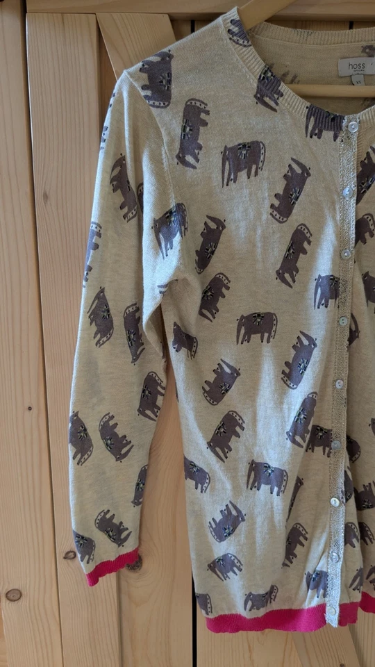 Cárdigan Hoss Intropia Elefante Lino Semi Transparente Talla XS Manga 3/4 Botón Rosa Foto 2 de 4