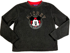 Disney Women Sweatshirt Sz L Charcoal Gray Mickey Mouse Athletics Long Sleeve