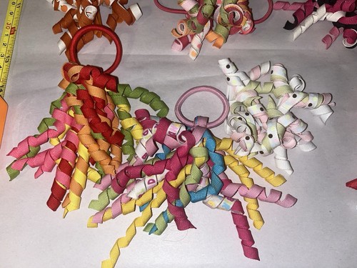 Gymboree Curly hair clips lot of 48 (24 pairs) bows Plus 2 Ponytail Holders - Picture 6 of 7
