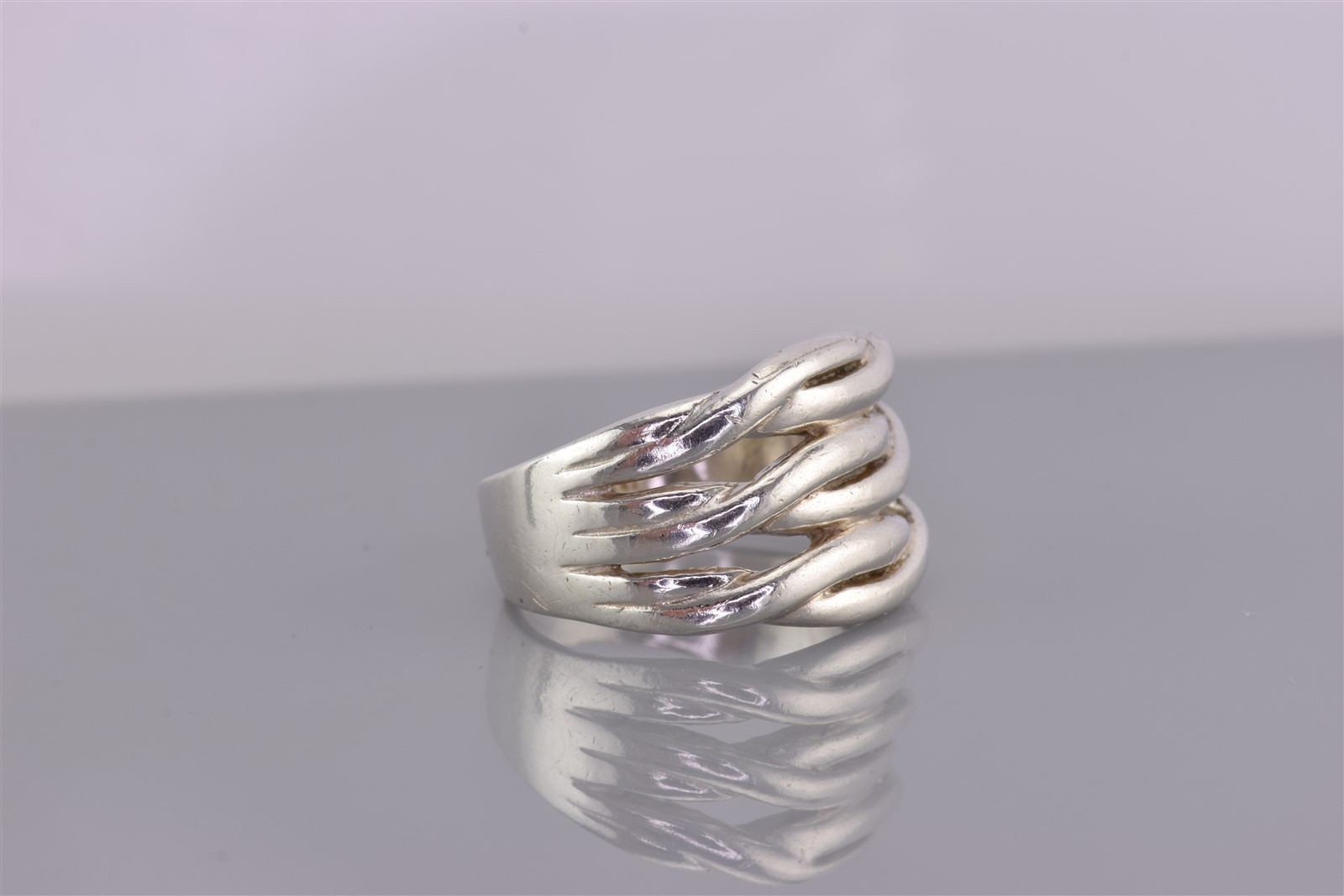 Sterling Silver Solid Wavy Crossover & Under Twis… - image 2