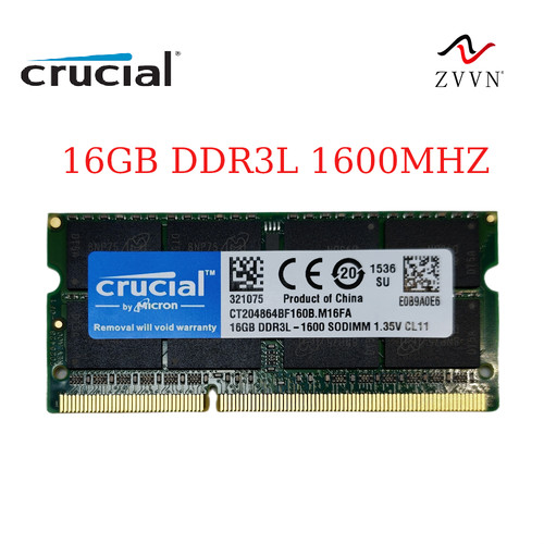 For Crucial 1x 16GB DDR3L 1600 mhz PC3L-12800S 1.35V Laptop SODIMM Memory RAM prezzo ebay