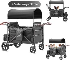 4 Seater Wagon Stroller All-Terrain Quad Stroller Wagon with Canopy S Rovique