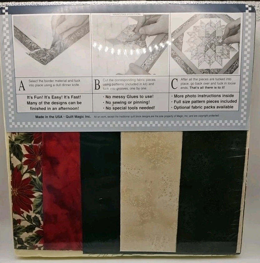 Kit colgante de pared Quilt Magic sin coser #418 Poinsettia 12" x 12" NUEVO SELLADO Foto 2 de 2