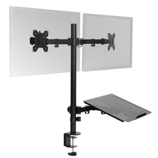 VIVO Dual 13" to 27" Monitor Mount with Laptop Holder, Tall Adjustable Stand