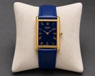 Vintage Seiko Blue Dial Quartz Watch Slim Men's Wrist Watch Blue Strap