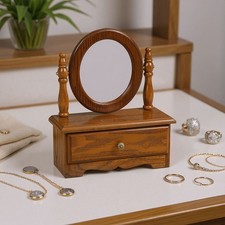 Makeup Mirror Table Bedroom Desktop Wooden Frame Mirrors With /Without Drawers