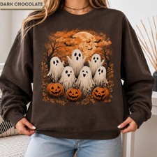 Vintage Ghost Pumpkin Halloween Sweatshirt