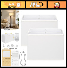 Large White Rectangle Lamp Shades Set of 2 - 16"L x 8"W x 10"H, Linen Replacemen