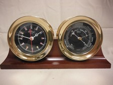 Chelsea Newport Nautical Black Flag Quartz Clock & Barometer Set Double Base