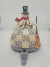 JIM SHORE Heartwood Creek Collection Snowman 2010 Mantel Stocking Hanger Enesco