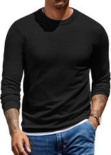 Men'S Crew Neck Pullover Sweater Slim Fit Long Sleeve Knit Sweaters Lightweight