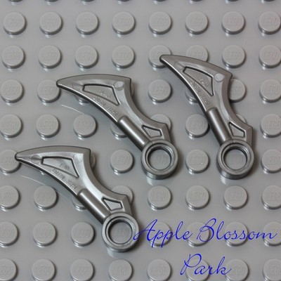 NEW Lego Lot/3 Ninja Silver SCYTHE BLADES Ninjago Minifig Scythe Head Weapons
