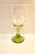 Fire & Light Glass Signed Celery Green Wine Goblet Recycled 