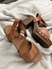 High Fashion Designer.Made In Italy. Brown Wooden Leather Heels.European Size 37 — photo 3