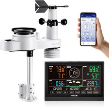 5-In-1 Wi-Fi Weather Station, 7.5-Inch VA Display Wireless Solar Powered Outdoor