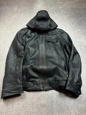 CRAZY AVANT GARDE RICK OWENS TYPE! GENUINE LEATHER JACKET WITH HOOD CARTI