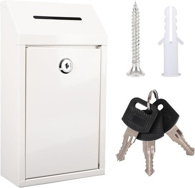 Metal Donation Box W/ Lock Ballot Box Drop Box W/ Lock Suggestion Box W/ Slot &