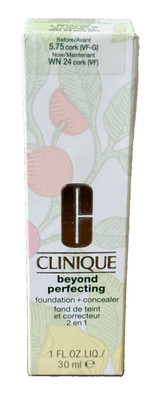 CLINIQUE BEYOND PERFECTING FOUNDATION & CONCEALER WN 24 cork (VF ) 1.OZ