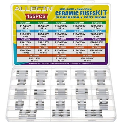 Keramik Sicherungen Set 5x20mm 6x30mm 250V Ampere Träge Flink Stromschutz