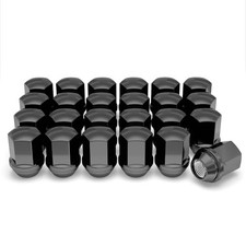 M14x1.5 Lug Nuts for Select GM and CDJR, Solid 1.56" Standard BLACK 24 PACK
