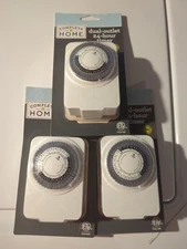 Lot 3 Indoor 24-Hour Mechanical Outlet Timer, Dual Outlet Plugs New
