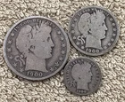 90% Silver Barber 1900-S Half 1900-O 25c 1900-O 10c. Lot Of (3). Free Shipping.