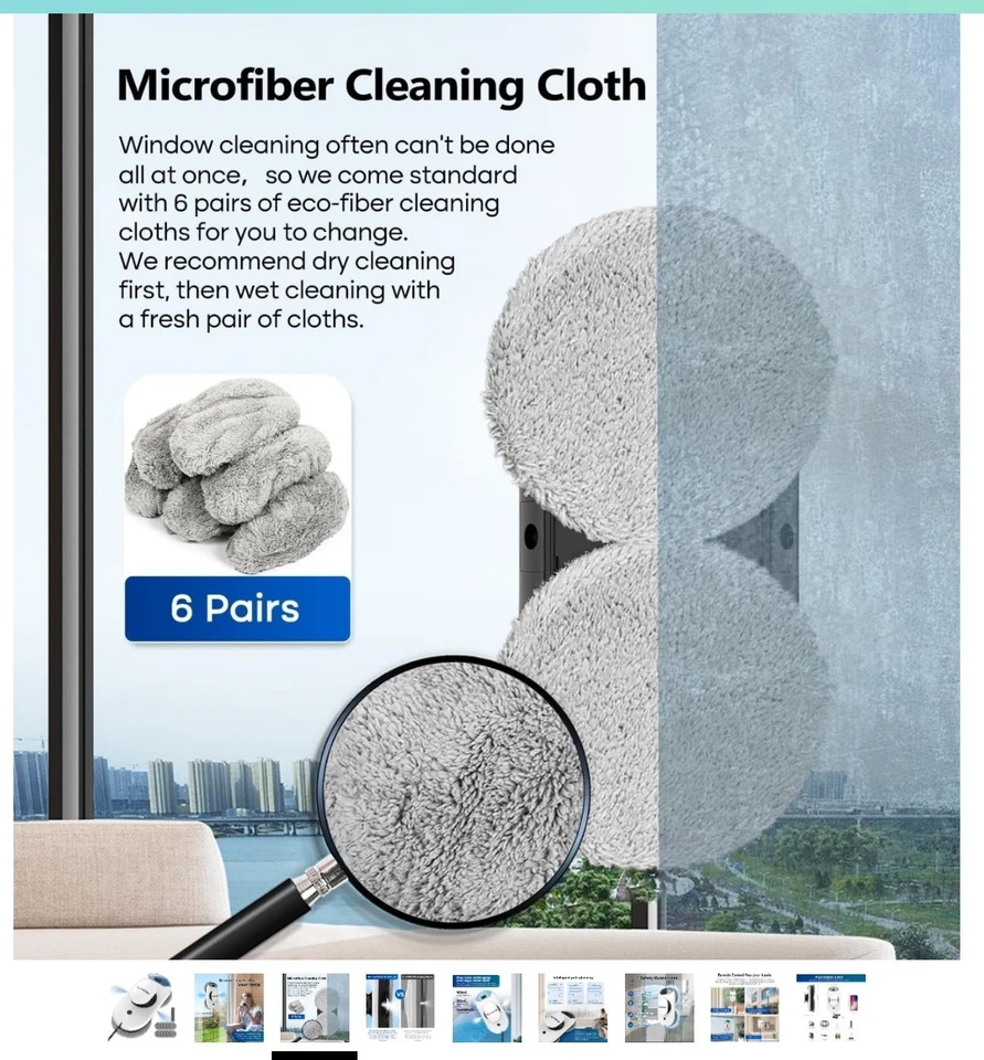 Robot de Limpieza de Ventanas con Doble Pulverizador de Agua, 2800Pa Actualización Anti-obstrucción,... Foto 3 de 4