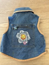 VTG 2000s Kids Denim Vest Floral Winnie The Pooh Flowers Sz Small 4