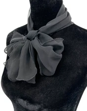 Classic Womens Black Sheer Chiffon Rectangular Georgette Neck Scarf One Size