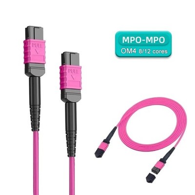 MPO to MPO UPC OM4 Fiber Optic Patch Cord Female 8 / 12 Core Type B Jumper lot