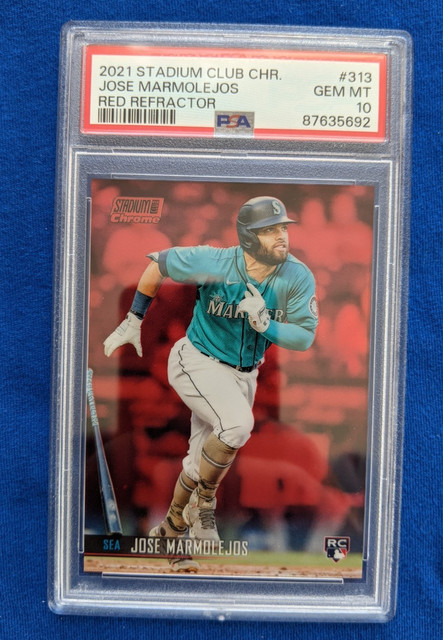 PSA 10 Jose Marmolejos #'d 4/5 RED REFRACTOR 2021 Stadium Club Chrome RC #313 SP
