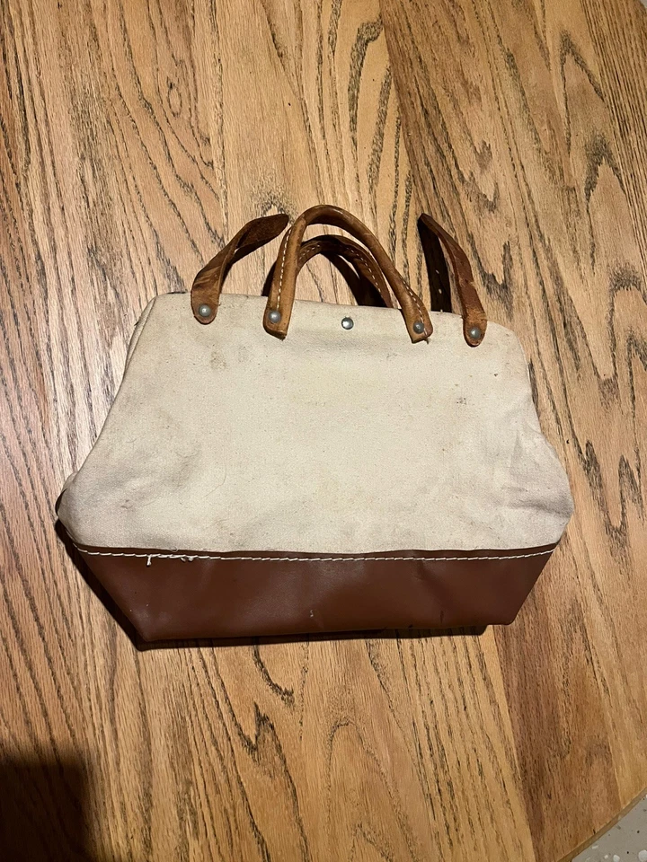 Bolsa de herramientas vintage Klein Tools 5102-12 de lona y cuero de alta resistencia para liniero Foto 3 de 4