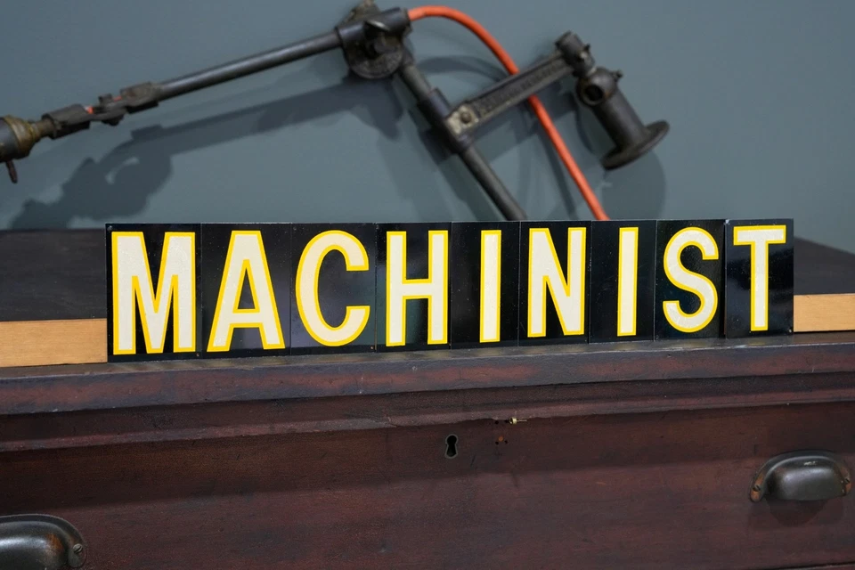 Vintage Machinist Tool Box Sign Metal Reflective Letters Antique Display - Image 2 of 4