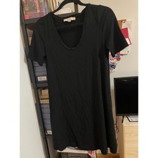 LOFT Black Short Sleeve V Neck Tunic Dress Womens XS Made in Vietnam
