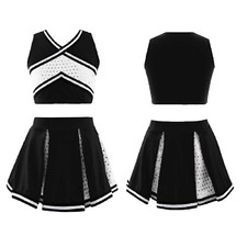 Kids Girls Outfit Stage Set With Skirt Uniform Cheerleading Costume Cosplay Gym