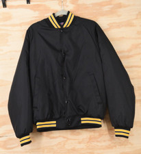 Vintage ASW USA Made Baseball Nylon Satin Insulated Snap Jacket Navy Mens Medium