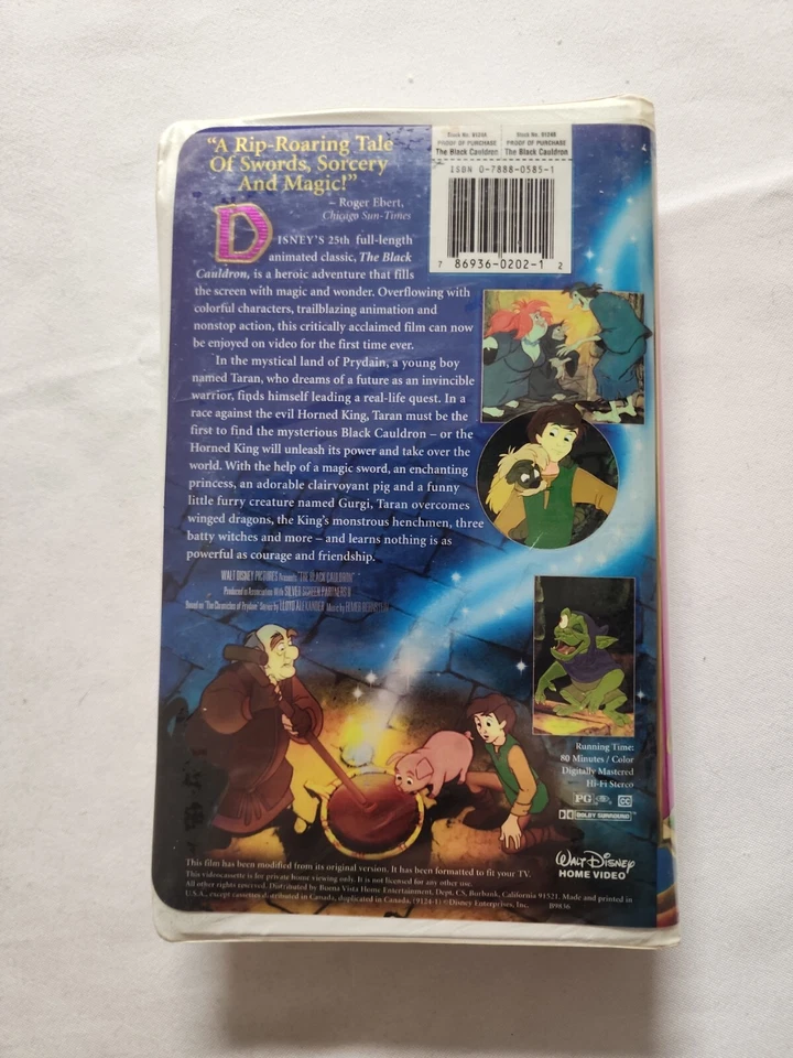 DISNEY THE BLACK CAULDRON Rare VHS Tape, COMPLETE/TESTED SEE PHOTOS (VHS42) Foto 2 de 4
