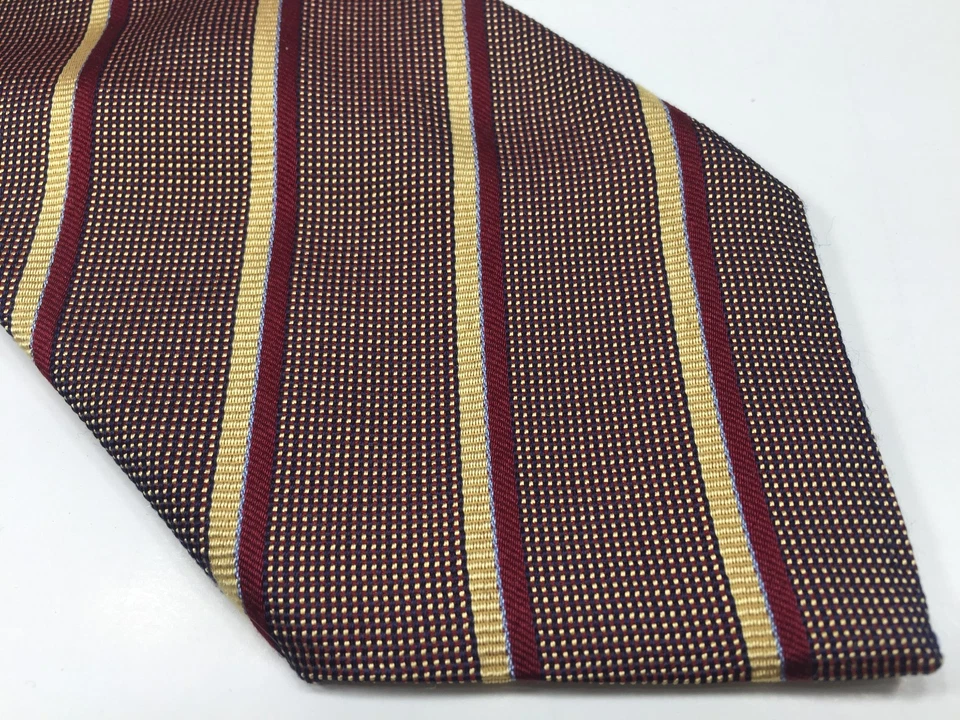 Corbata Thomas Rosa Para Hombre Marrón Seda | Corbata Patrón Rayas Foto 2 de 4