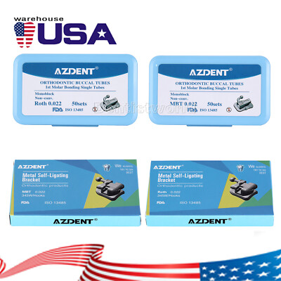 AZDENT Dental Ortho Buccal Tubes 1st Molar Roth MBT 022/Self-Ligating Brackets