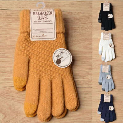 Women Men Warm Knitted Gloves Full Finger Mittens Touch Screen Gloves Winter