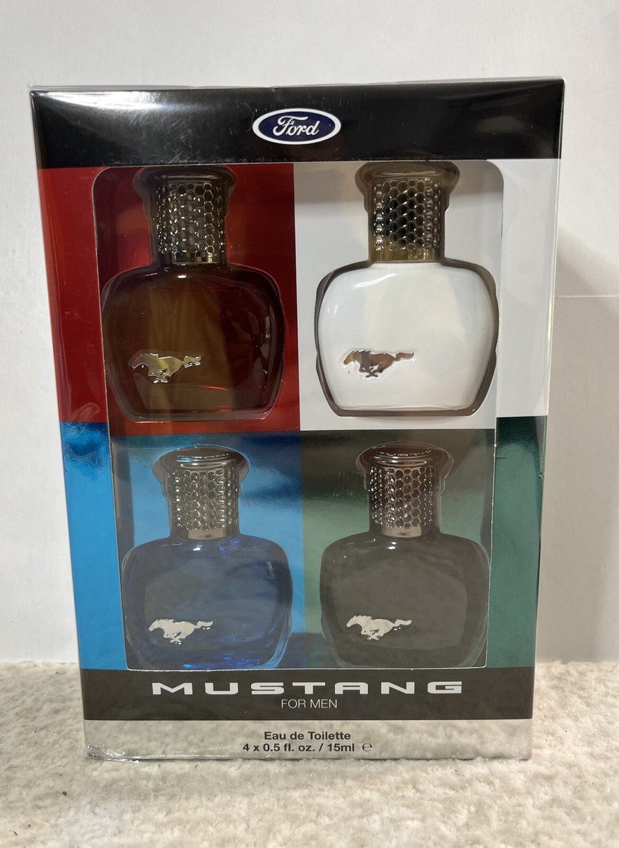 ★MUCENT★ Spray Logo Signature Man to Man Unisex 4 Colors Mustang for Men 4 Piece Gift Set EDT 0.5 oz / 15 mL (Red