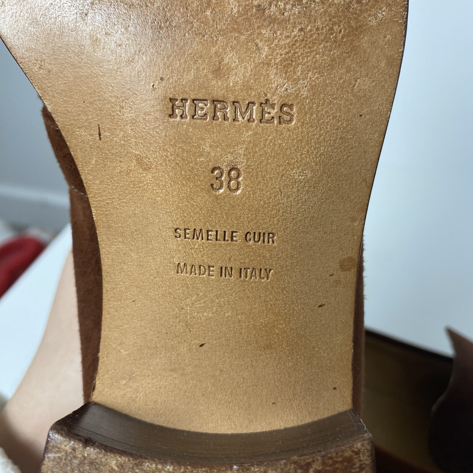 Hermes Rare Vintage Brown Chèvre Goatskin Loafers Silver Hardware EU 38 US 7 image 4